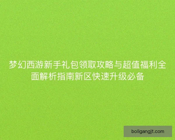 梦幻西游新手礼包领取攻略与超值福利全面解析指南新区快速升级必备