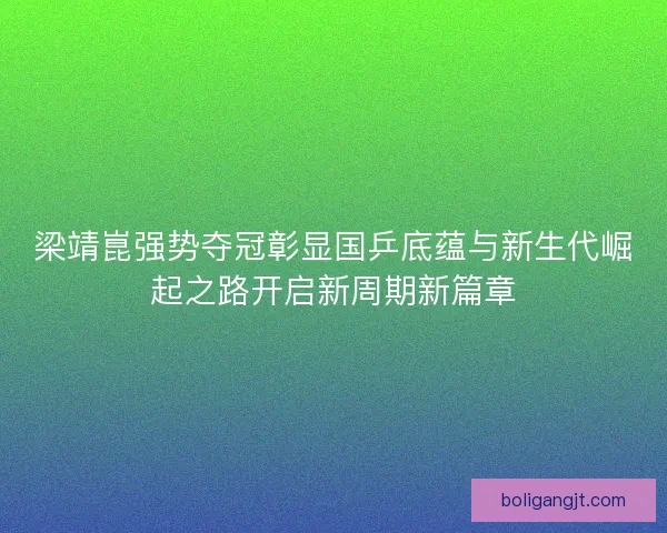 梁靖崑强势夺冠彰显国乒底蕴与新生代崛起之路开启新周期新篇章