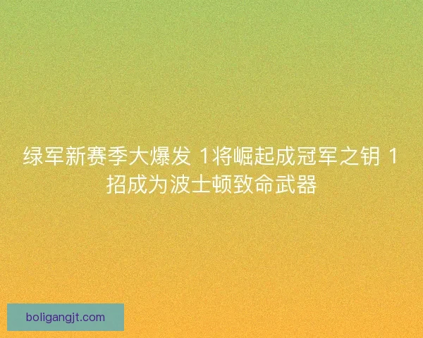 绿军新赛季大爆发 1将崛起成冠军之钥 1招成为波士顿致命武器