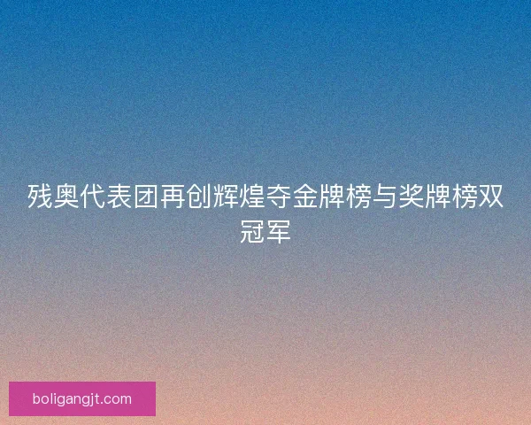 残奥代表团再创辉煌夺金牌榜与奖牌榜双冠军